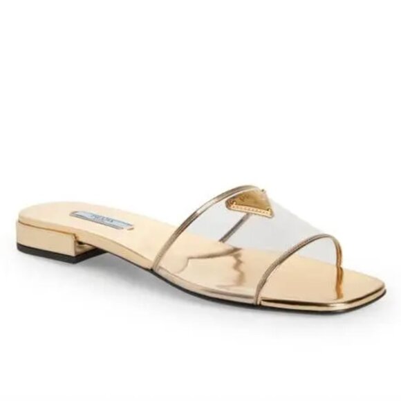 Summer Luxe: PRADA Clear PVC Triangle Logo Slides – SS24 Season - Picture 2 of 4